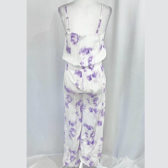 New Shinestar Tie Dye Sleeveless Straight Leg Jumpsuit White Purple Size Small - Picture 5 of 16
